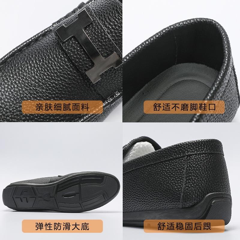 Doudou shoes men's new summer breathable leather surface soft sole men's casual leather shoes one foot cover