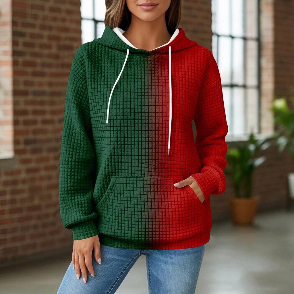 Women's Knit Hoodie - Long Sleeve Pullover with Pocket, Casual Loose-Fit Sweatshirt for Daily Wear/Outdoor