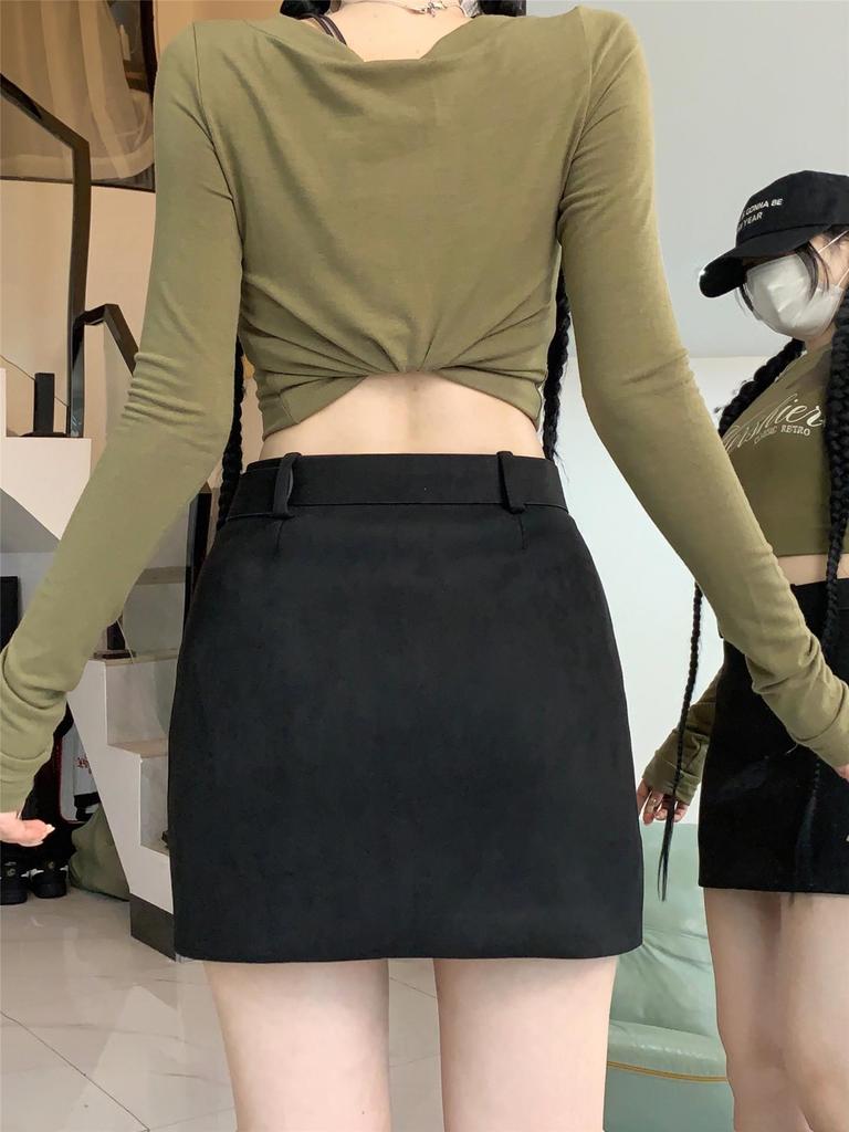 2025 Fall Spicy American High-Waisted A-Line Skirt for Women