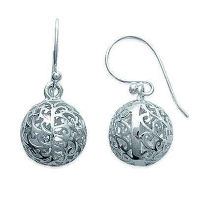 [C4579] - Silver 'Thai Geode' Silver Earrings - 15 Mm