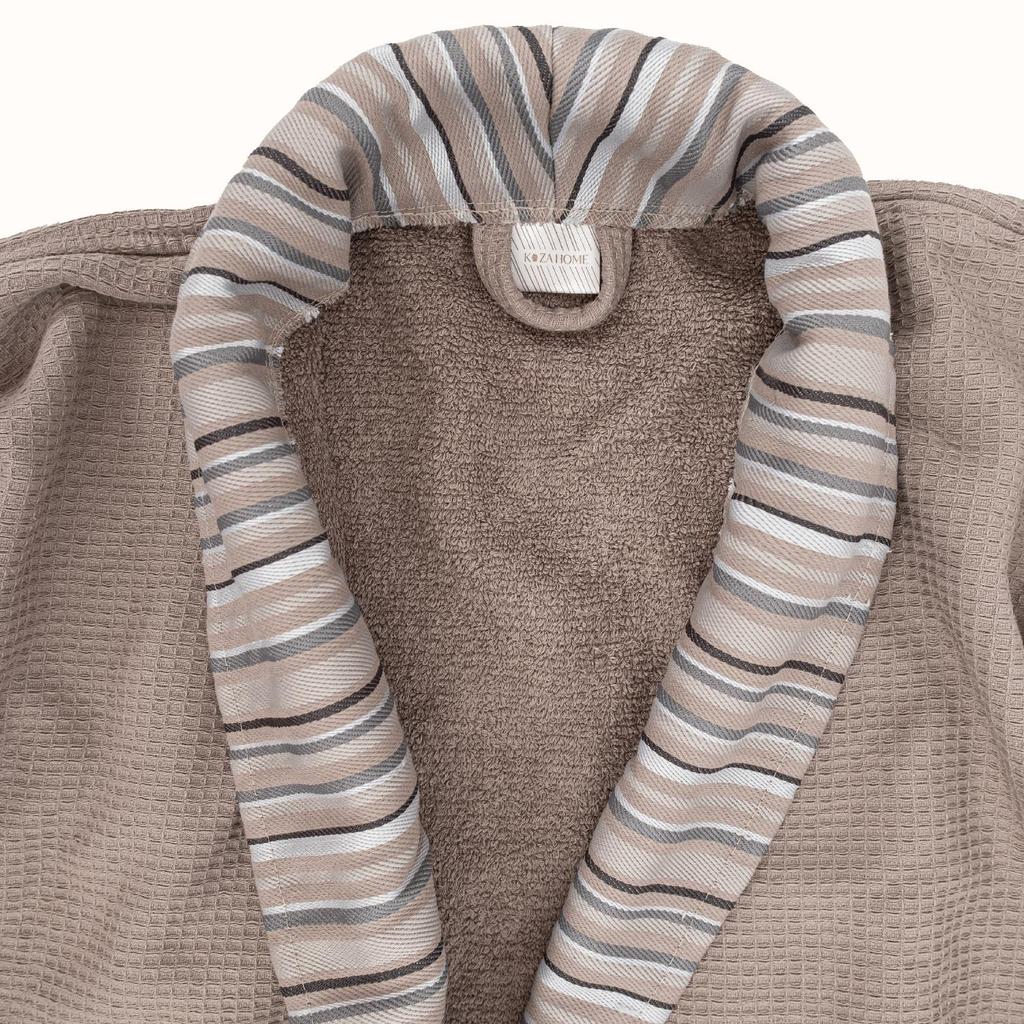 Limira Set mit 2 Gesichts- und Kapuzenhandtüchern, Beige, Baumwolle, 1 Bademantel und 1 Handtuch, Kapuzenhandtuch, weiches Baumwollhandtuch