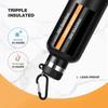 Fjbottle 1000ml Botella Deportiva de Acero Inoxidable con Aislamiento al Vacío y Mosquetón, Antiderrames, Libre de BPA, Botellas Termo