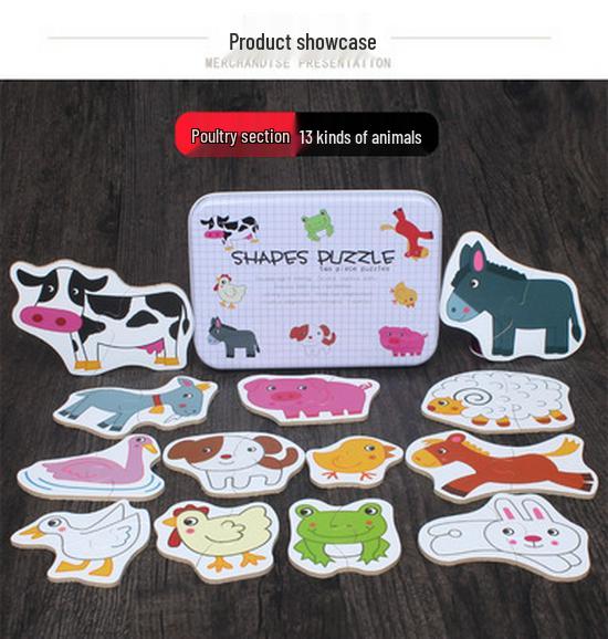 123 Half-Year-Old Baby Educational Puzzle Iron Box Set: Two-in-One Matching Transport Cars & Cognitive Wooden Puzzle Board