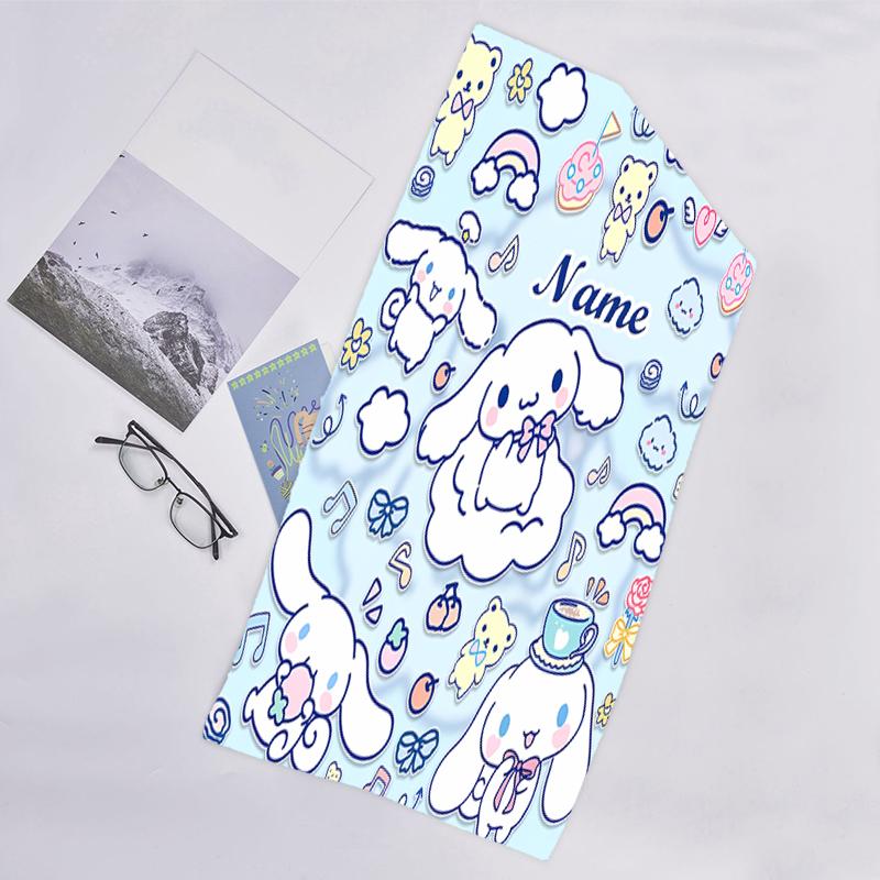 1pc Cinnamoroll1 Beach Towel with Custom Name, Beach/Swimming/Bath/Picnic/Camping Towel, Suitable for Seaside Beaches