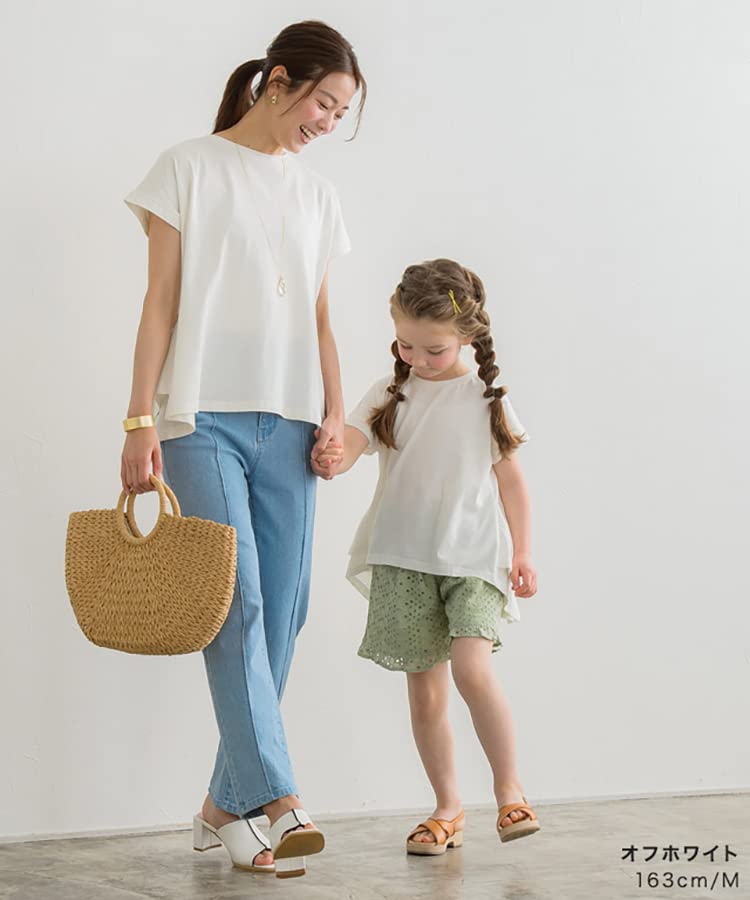 Office Summer Loose Cotton Knit Plain Fashion Back Frill Hem [JINJUDUO] Women's Short-Sleeve T-Shirt (L, White)