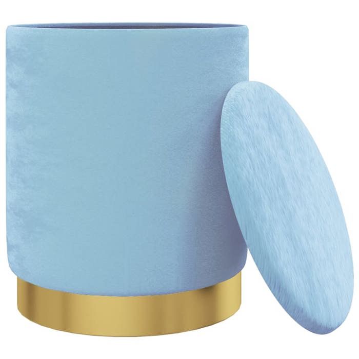 VidaXL Tabouret de rangement rond Bleu clair Velours 31 x 37 cm 340291
