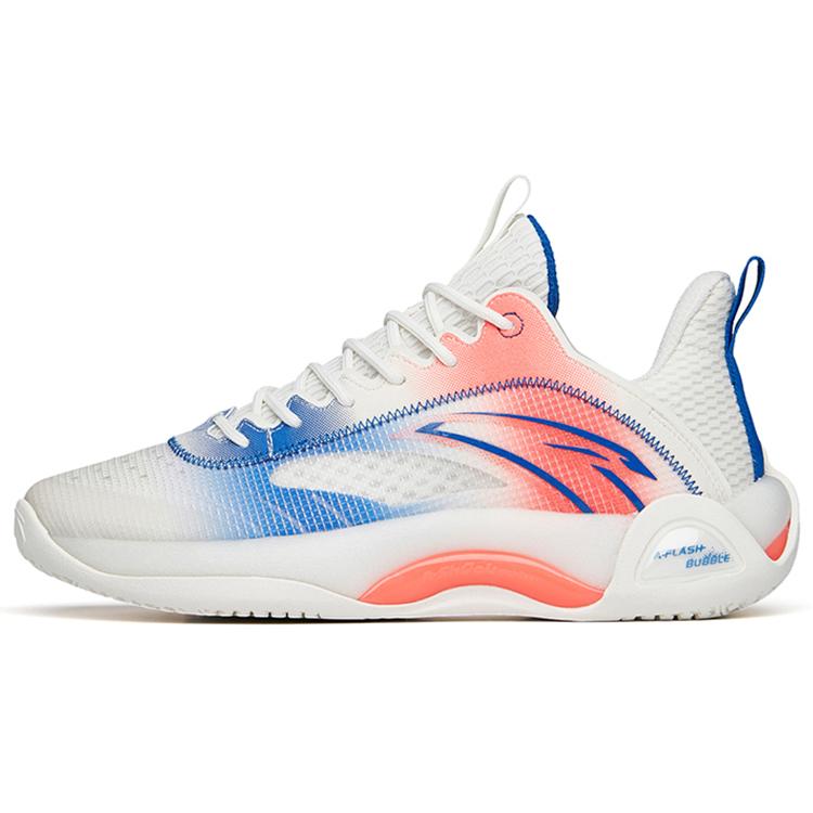 New Anta Cement Bubble 2.0 Cushioned Slip Resistant Low Top Performance Basketball Shoes White Blue Red Hot Orange 112221610-7