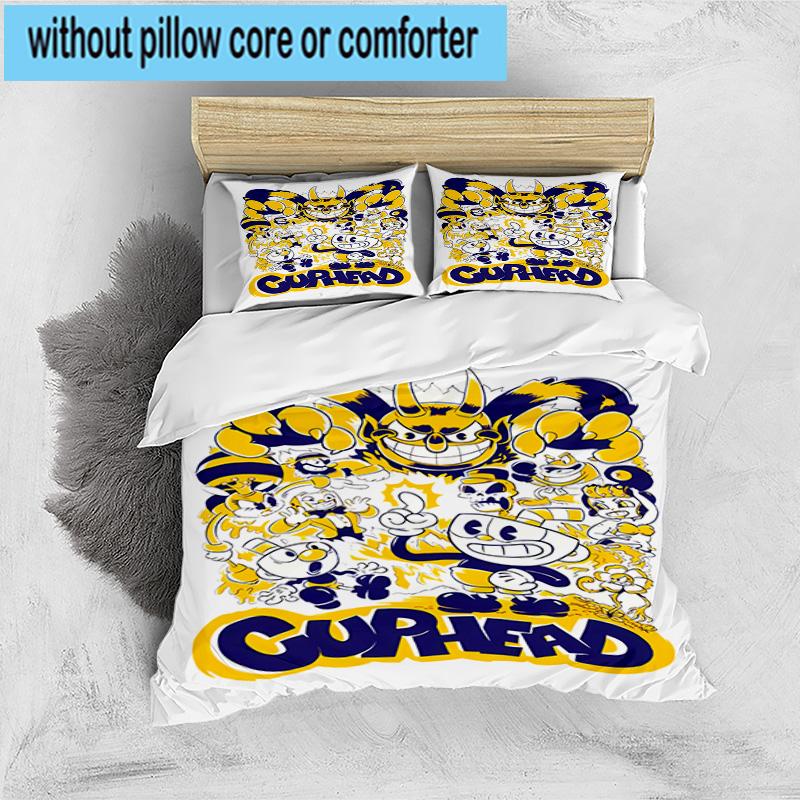 3PCS Adventure In The Cup-head 3pcs Bedding,Including 3PCS Duvet Cover And 2pcs Pillowcases Perfect for Christmas,Ideal for Bedroom, Dormitory