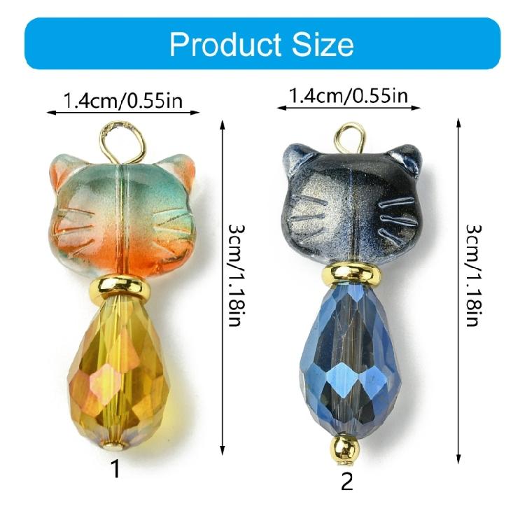 5 Pezzi/8 Pezzi Ciondoli Gatti in Vetro per Creazioni di Gioielli Uniche Accessori per la Realizzazione di Portachiavi Fascino di Colore Misto a Forma di Animale