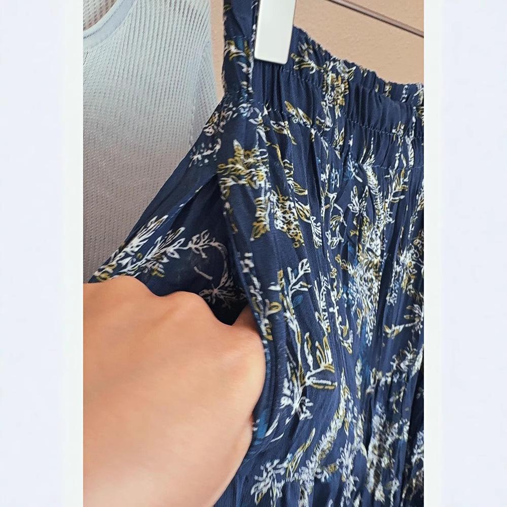 Retro Floral Multi-layer Patchwork Women's Chiffon Midi Skirt with Slimming Design