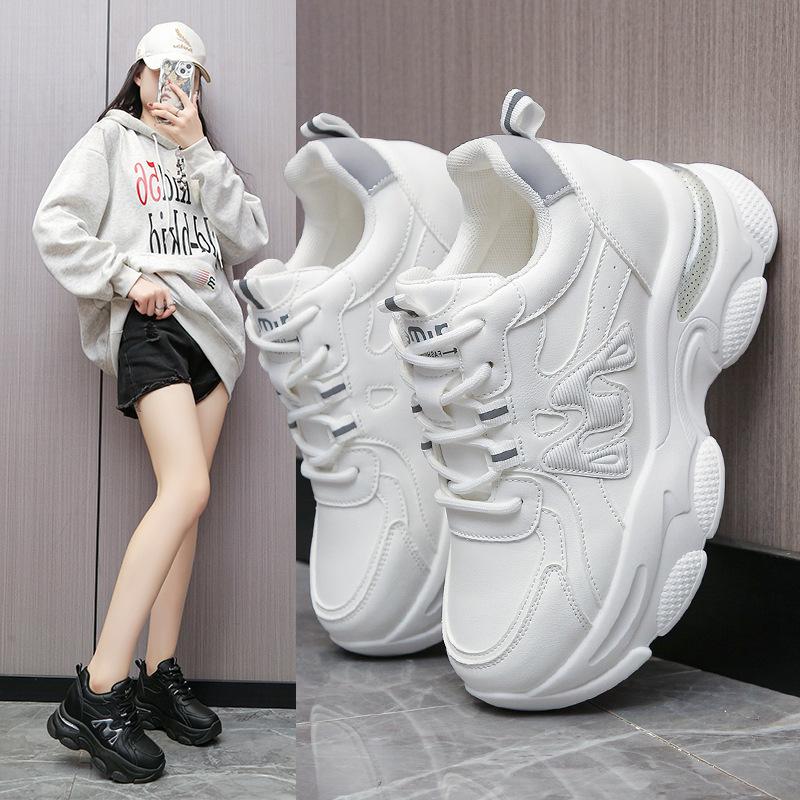 Inner height increase dad shoes women's 2025 new versatile small man thick sole comfortable breathable casual sports little white shoes