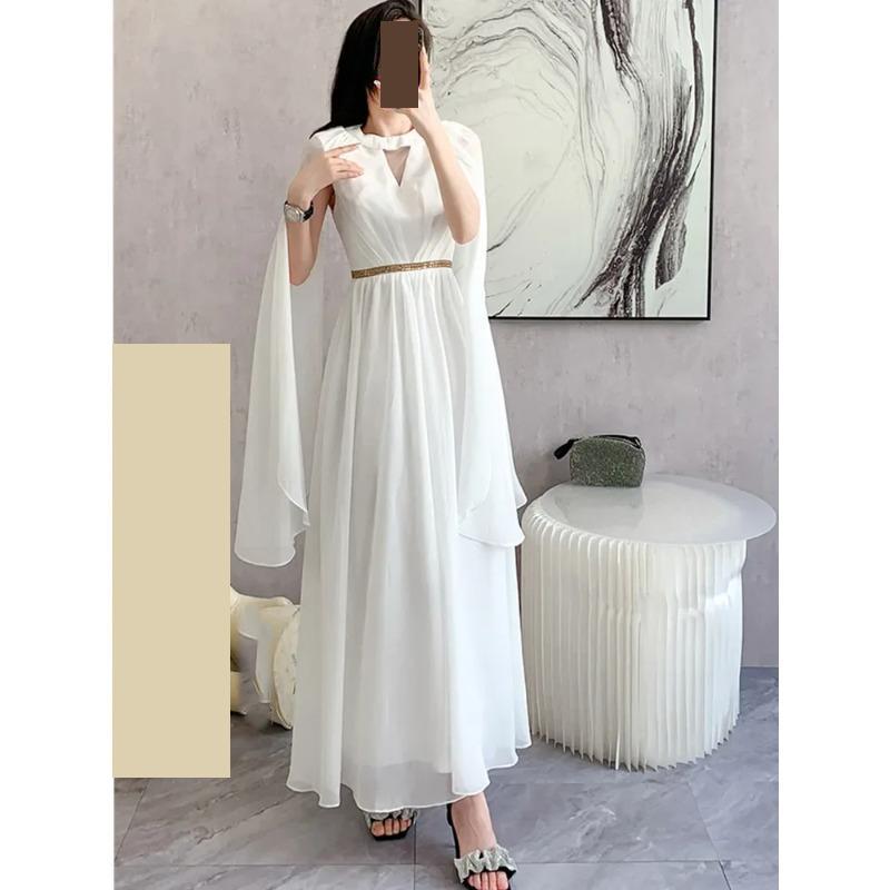 Fashion White Long Dress Women Sleeveless High End Vintage Elegant Party Dresses Vestidos Clothing