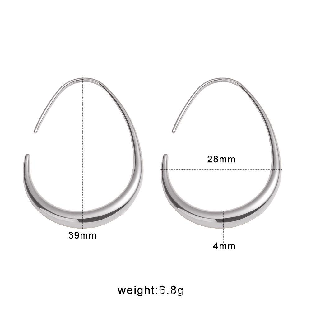 Mei Shi Duo 18K Gold Plated Geometric C-Shape Earrings for Women - Light Luxury European & American Style