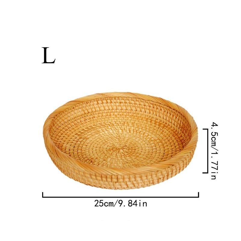 3PCS Storage Tray Multifunctional Woven Basket Handmade Kitchen Storage Box Tabletop Tray Suitable for Home Party Decoration