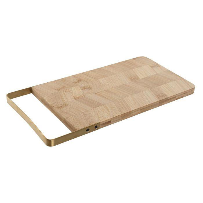 Bambus-Schneidebrett - Home ESPRIT - 35,5x17,5x1,5 cm - Mehrfarbig - Goldfarbenes Metall - Natürlich - Robust