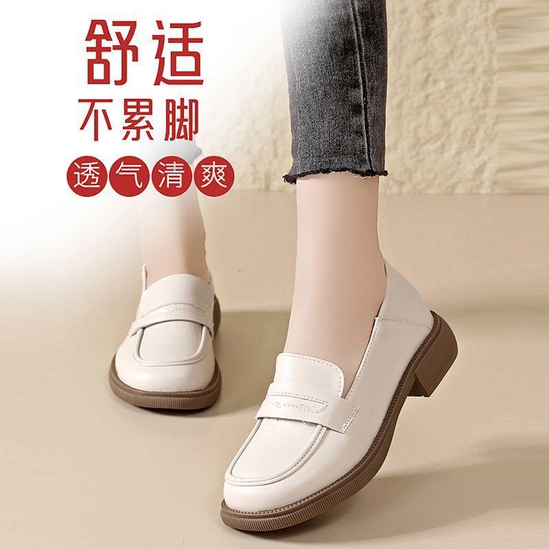 Pantofi de damă din piele, mocasini, stil britanic, negru, mici, din piele, cu talpă moale, versatil, casual, single Ruini