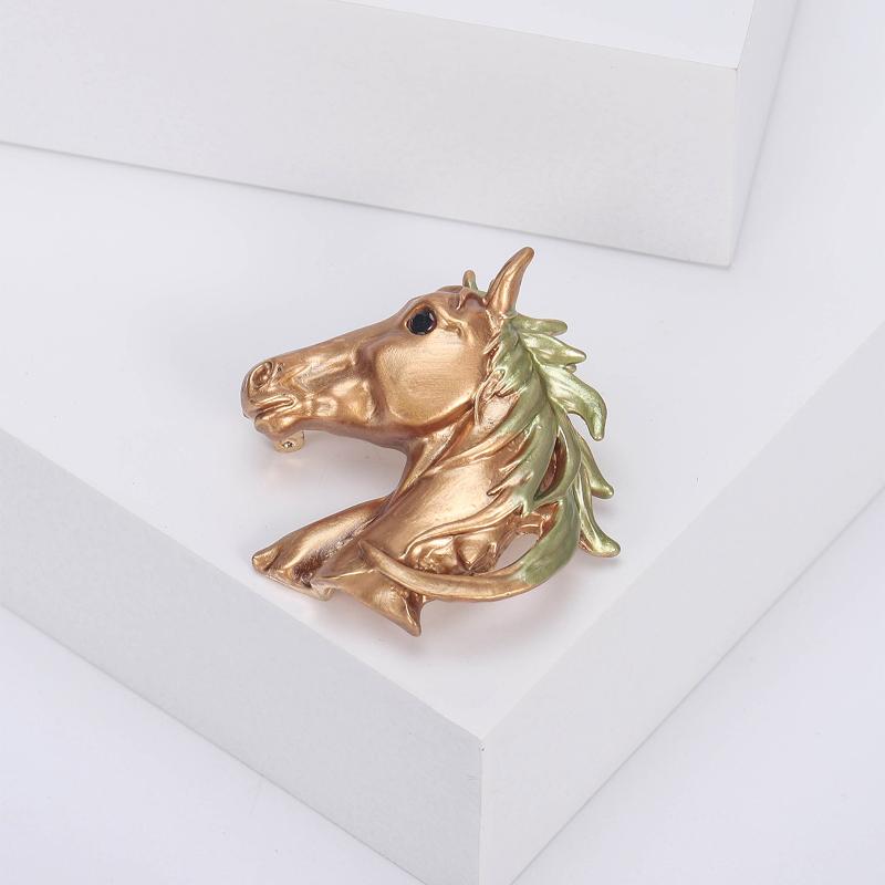Creative Unique Horse Head Brooch Fashionable And Rxquisite Suit And Overcoat Accessory Simple And Elegant