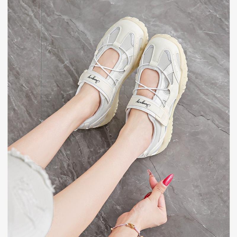 Women's Velcro Summer Mary Jane Shoes Breathable Sports Ugly Moe Casual with Dress Shoes