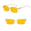 Rimless Rectangle Sunglasses Retro Clear Ocean Lens Sun Glasses Cheetah Decoration Shades UV400 Eyewear for Women Men