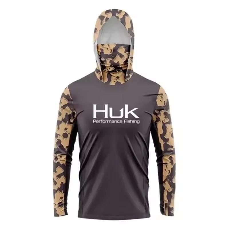 HUK Anglerhemden Langarm Mit Kapuze Gesichtsbedeckung Trikot Leichter Sonnenschutz Angler