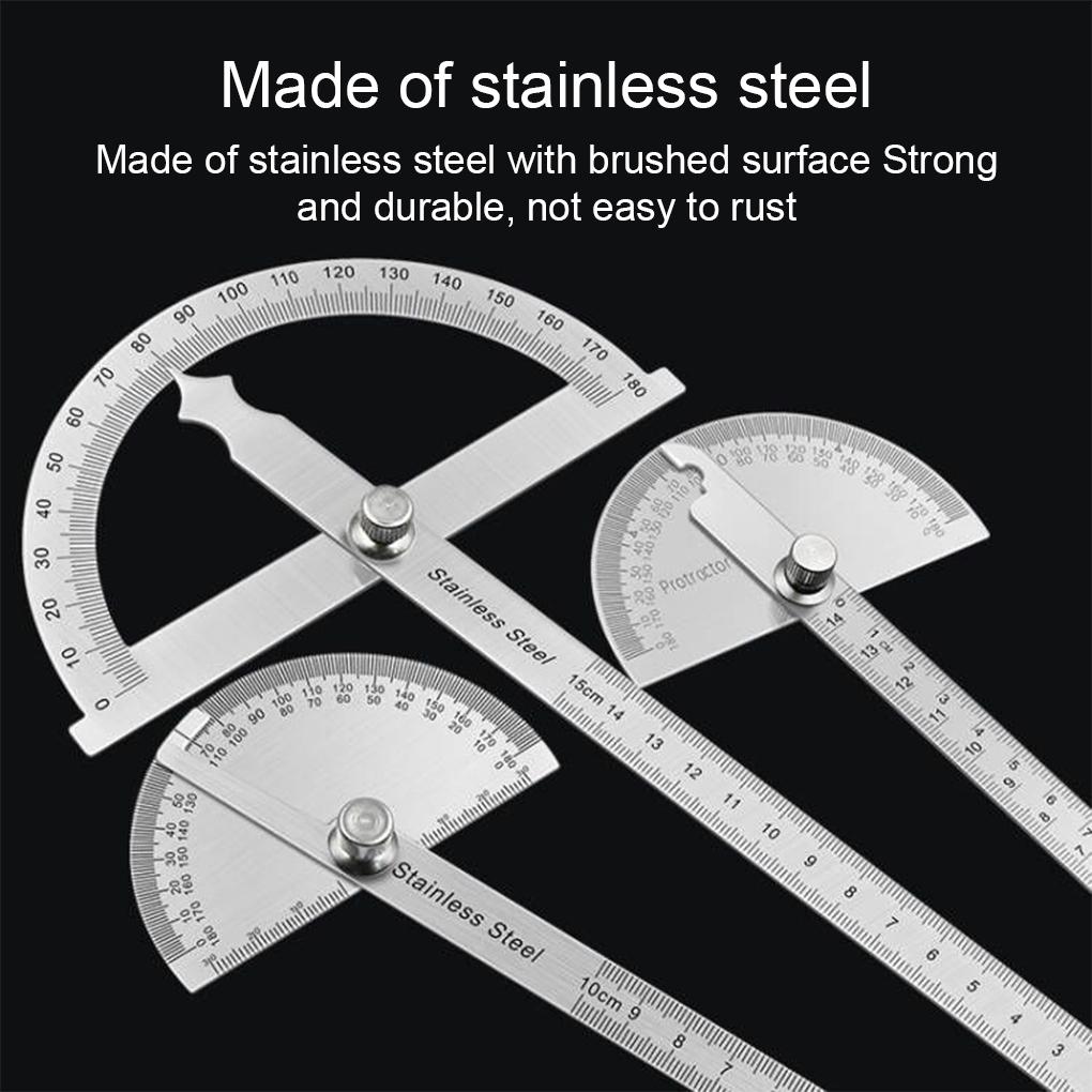 180° Protractor Woodworking Worker Stainless Steel Adjustable Rotary Measuring Tools Measurement Gauge Measure Tool Device