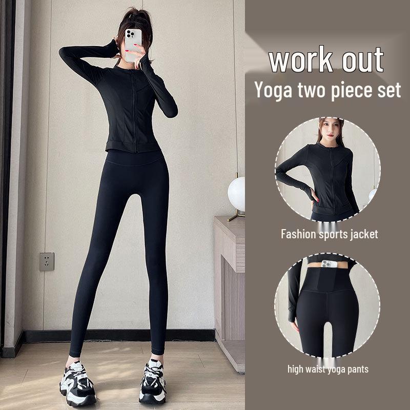 Zestaw Fitness dla Drobnych Kobiet 2024: Biała kurtka do biegania i spodnie do jogi