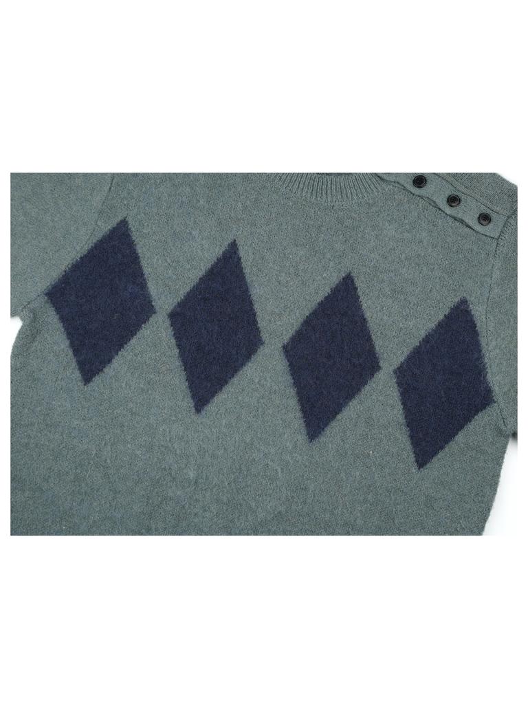 GUBIN Argyle Pattern Henley Neck Knit