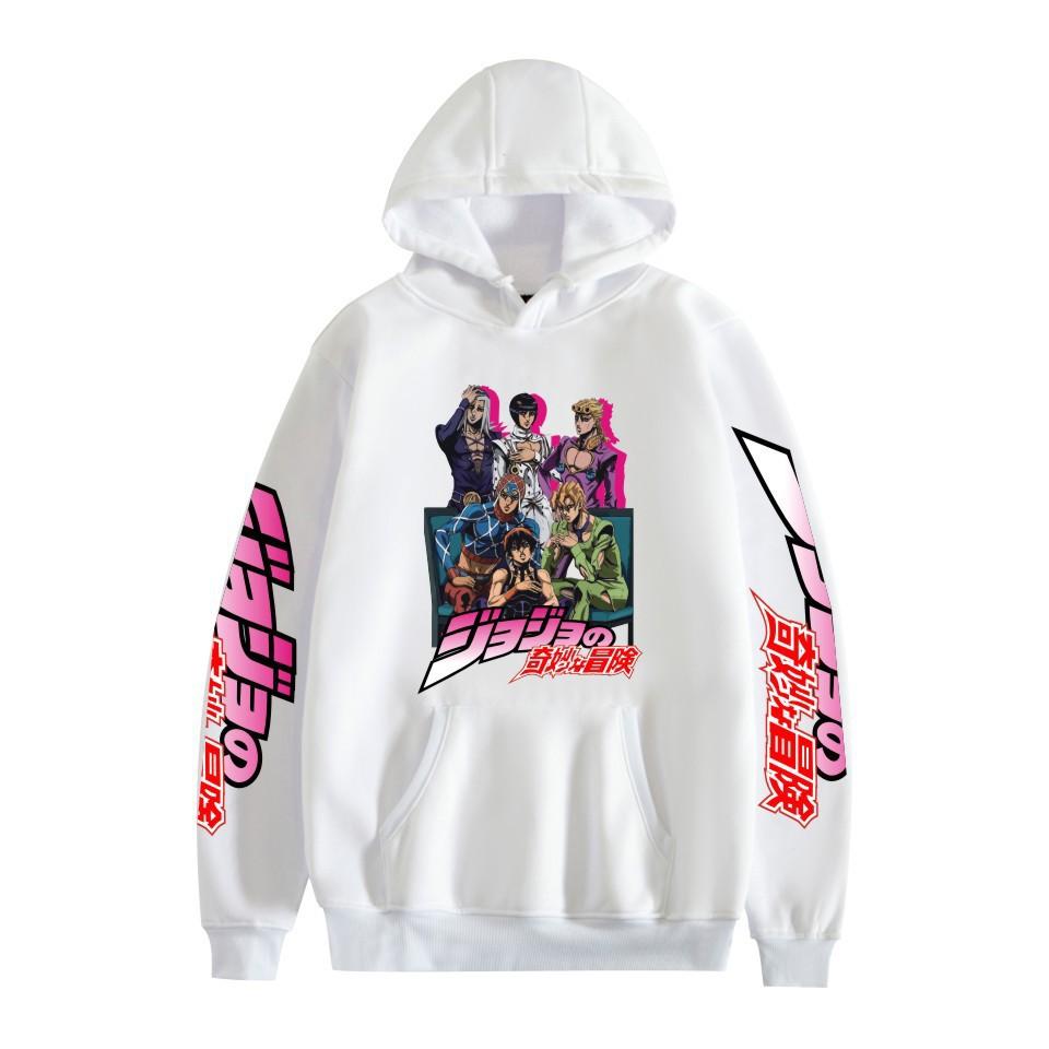 Japanese Anime JOJO Bizarre Adventure Printed Hoodie with A Fluffy Lining Man Sweatshirts Long Sleeve Fashion Female Streetwear