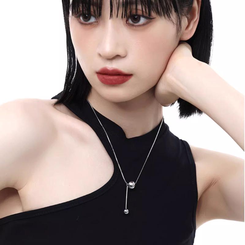 S925 Sterling Silver Round Bead Pendant Necklace - 2026 Women's Stylish Clavicle Chain