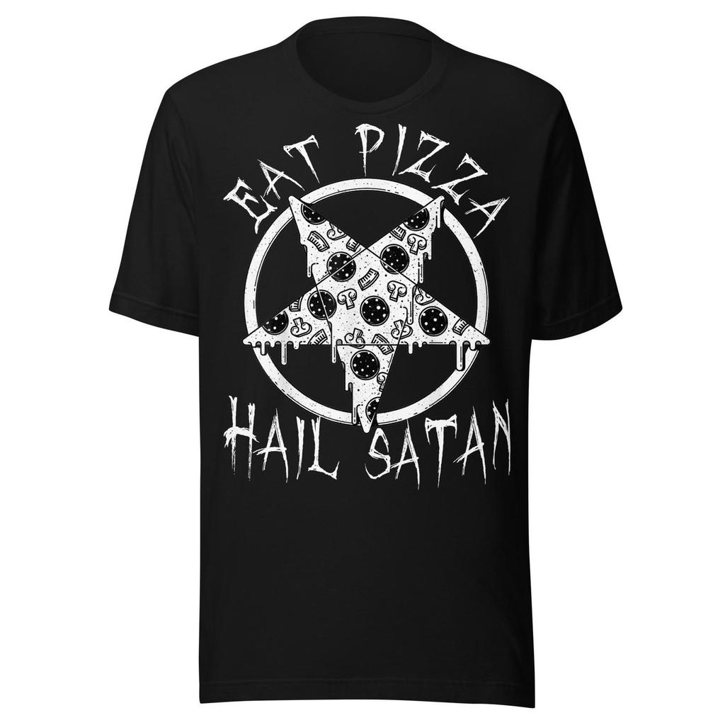 Eat Pizza hail Satan funny Pizza Lover Goth Dark Humor 666 t-shirt