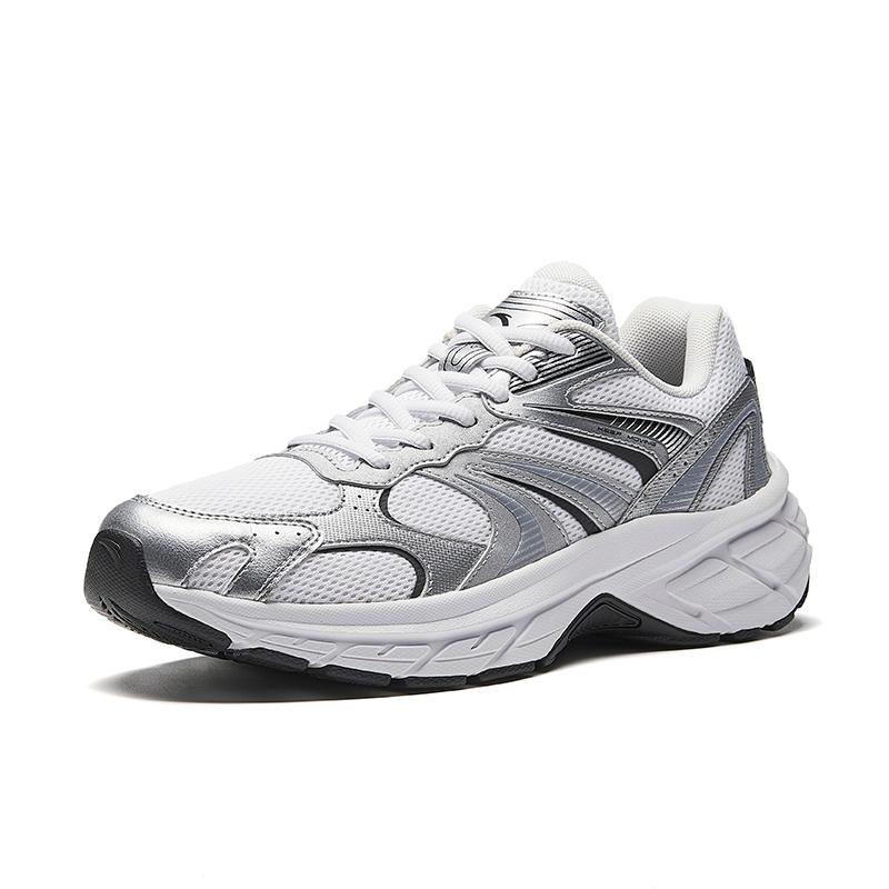 Anta Textile, Synthetic Leather Abrasion Resistant Cushioning Low top Casual Running Shoes Men's White Silver 912545597-1