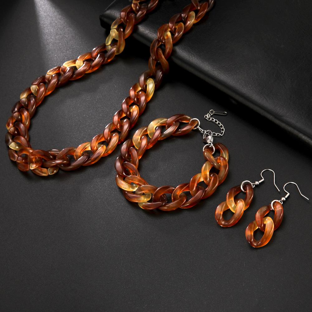 

Набор акриловых цветных цепей, браслет, ожерелье, серьги, разноцветные плечевые ремни для девочек, ветер, хип-хоп