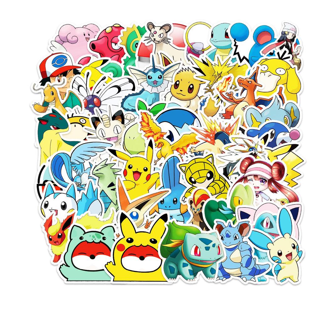 50-Pack Cute Pikachu Anime Stickers for Laptop & Suitcase Decoration