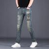 High-end European Autumn and Winter Jeans Men's Slim-fitting Small Feet Trendy Brand Elastic Personality Fashion Embroidery Men's Long Pants