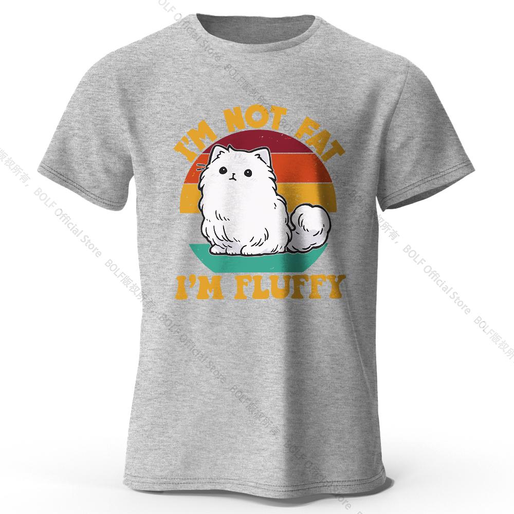 Men's I Am Not Fat I Am Fluffy Printed T-Shirt 100% Cotton Oversized Humor Graphic Tees for Women Summer Tops Kawaii Streetwear