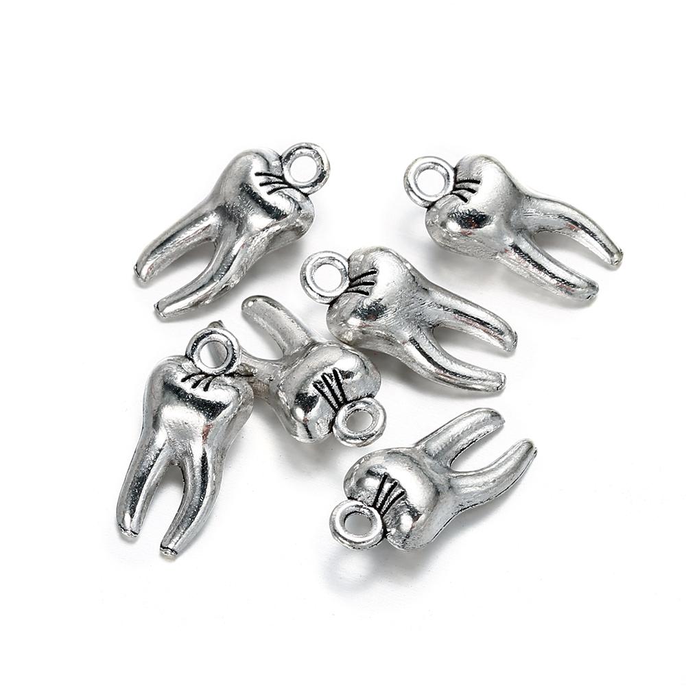 20 Stück/Los Metallzahn Anhänger Antike Schlüsselanhänger Charms Für Halskette Armband DIY Schmuck Ohrring Herstellung Anhänger Zubehör
