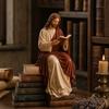 Yousheng Reading Virgin Mary Figurine for Bookshelf, Resin Jesus Statue Shelf Sitter, Decorative Sculpture for Home Office, Gift for Book