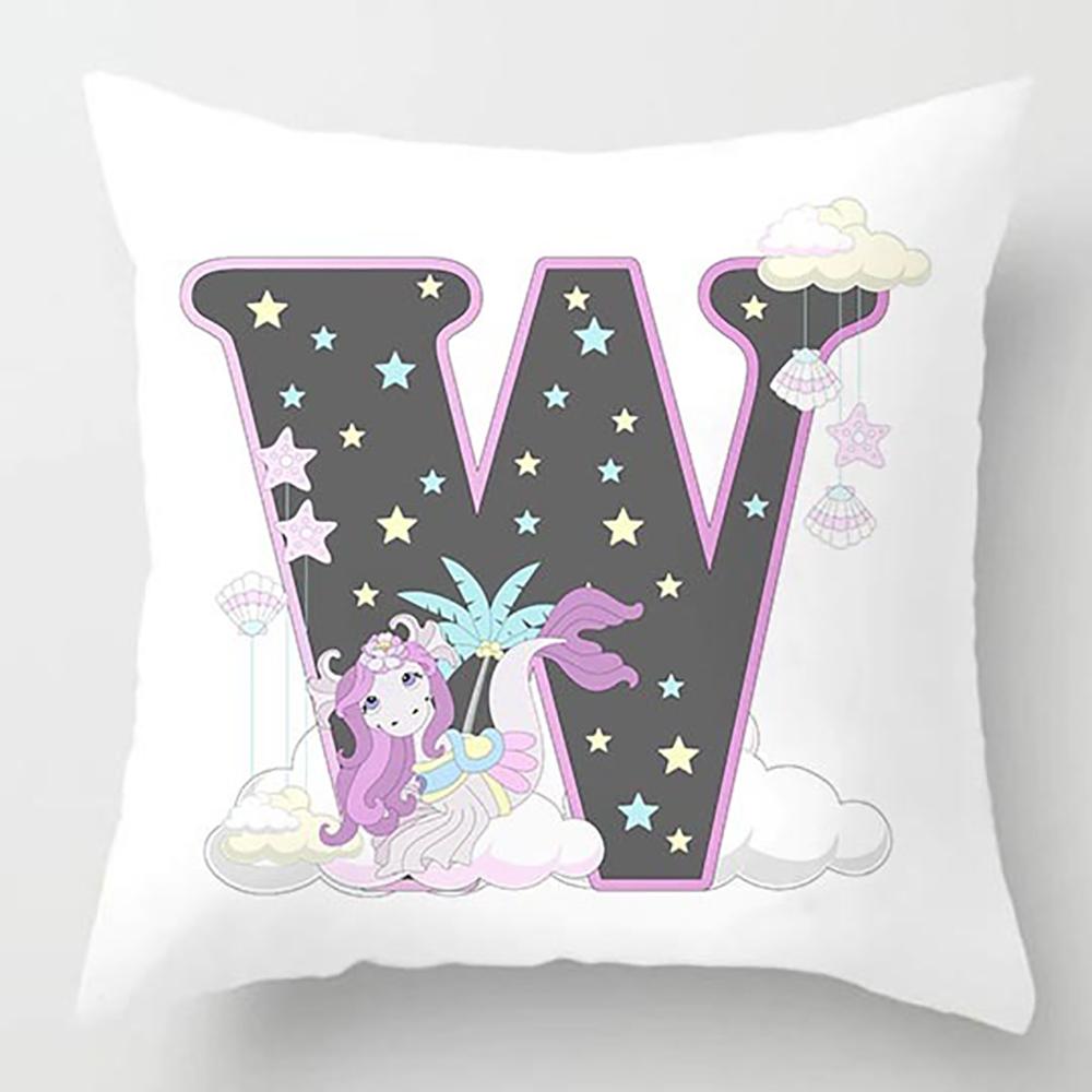 Cute Cartoon Alphabet Print Dolphin Star Pillowcase Sofa Cushion Bedside Backrest Pillow Case Baby Room Pillow Covers Decorative