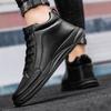 Couples Leather-covered Waterproof Sneakers for Men Women Flat-soled High-top High-top Shoes