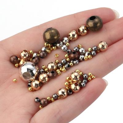 20-500pcs/lot Round Tone Metal Beads Iron Smooth Loose Ball Beads for Jewelry Making Beads DIY Bracelet Necklace Wholesale