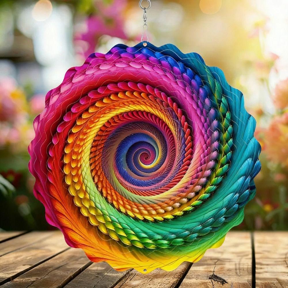 10 Stile 3D Dynamischer Rotierender Windspiel Metall 10cm Regenbogen Tunnel-Stil Windrad Veranda Hängendes Ornament Garten Terrasse
