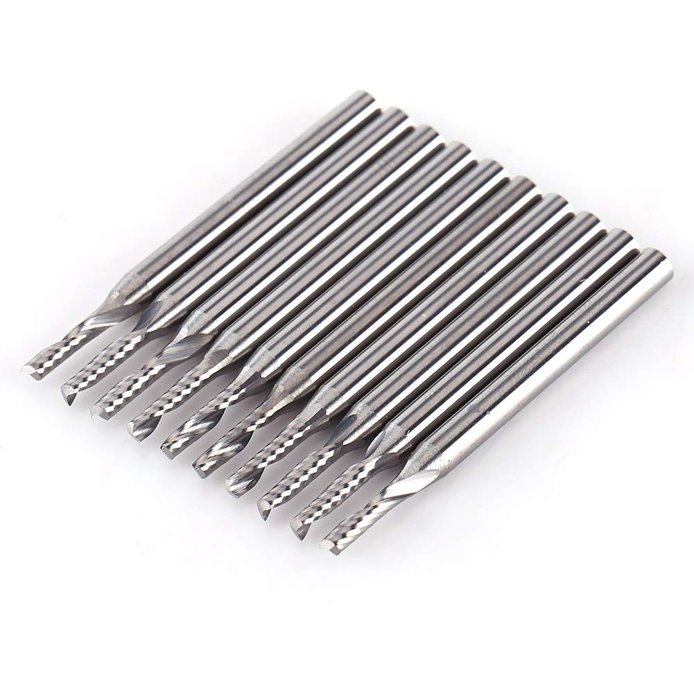 2Mm Single Flute Bits, 10pcs/Set Tungsten Carbide End Mill 1/8'' Shank Milling Cutter Single Flute Spiral Bit CNC Rotary Burrs Kit