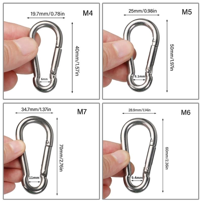 5Pcs Stainsless Steel Spring Snap Hook Carabiner Clip Water Bottle Hook Keychains for Outdoor Camping Fishing Hikings