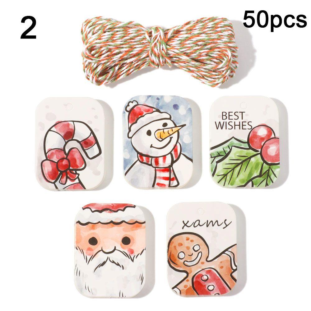 48/50pcs Party Cards Xmas Decoration Wrapping Supplies Christmas Labels Hang Tags Kraft Tag Gift Wrapping