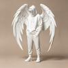 PLA Angel Decor 3D Printed Figurine, Winged Man Decorative Statue, Hoodies Desk Decoration Boys Sculpture for Home Office Shelf