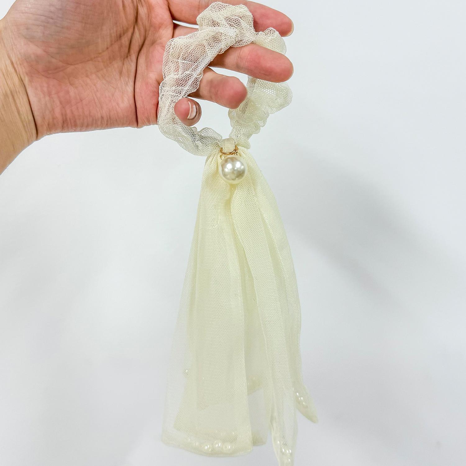 

Женские кружевные повязки на голову с жемчугом, головной убор, модное украшение для головы, резинки для волос с бантом из искусственного жемчуга, декор для затылка, аксессуары для волос для хвоста