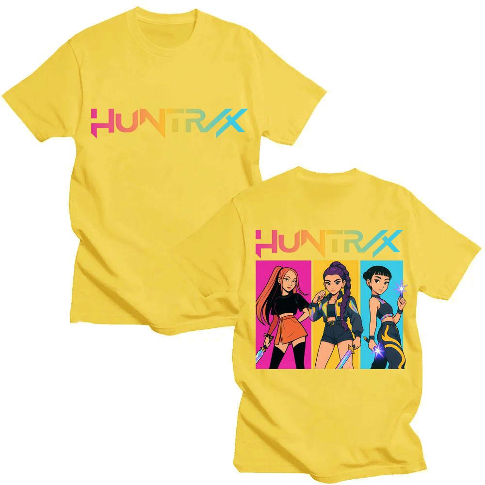 Kpop Anime Dämonenjäger Huntrix Girls Mode T-Shirts Männer Frauen Ästhetisches Manga T-Shirt Übergroß Baumwolle Lässig Street T-Shirt