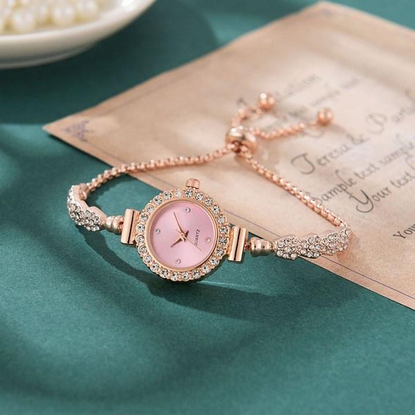 Damenmode Metalluhr Quarz Zifferblatt Cubic Armband Armbanduhr Damenuhr