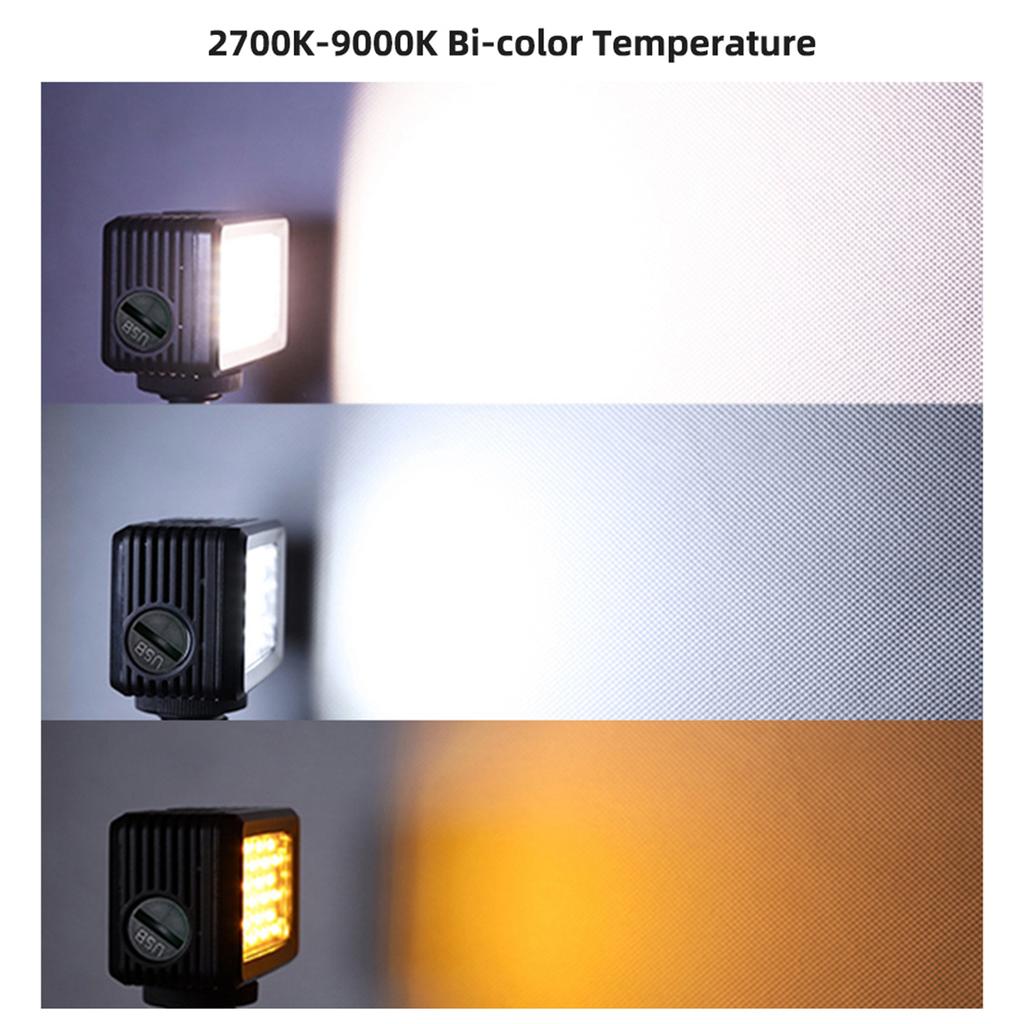 Waterproof Fill Light LED Diving Light 2700K 9000K Bi Color Temperature Mini LED Video Light Underwater 40M Built In