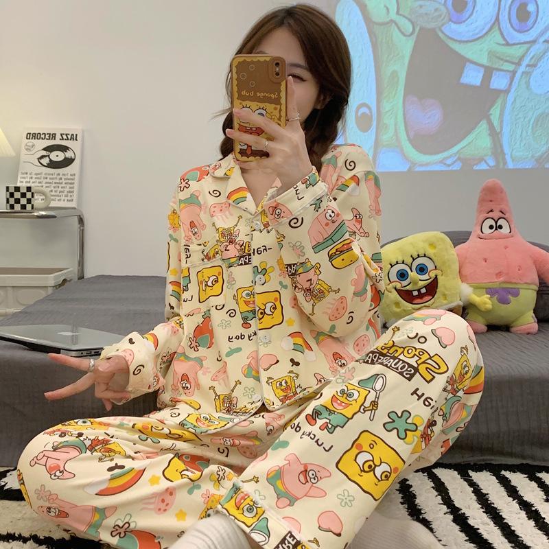 Plaid Long Sleeve Pajama Set with Pants – Spring & Autumn Style, Comfortable Home or Dorm Wear, Suitable for Outdoor Use